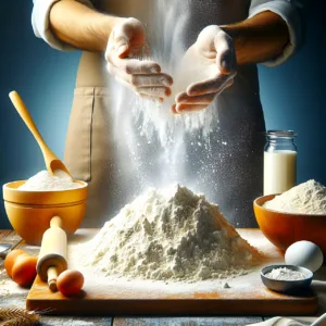 Photo by Krimker ai generated, flour, baking, ingredients, baker, eggs, rolling pin, kitchen