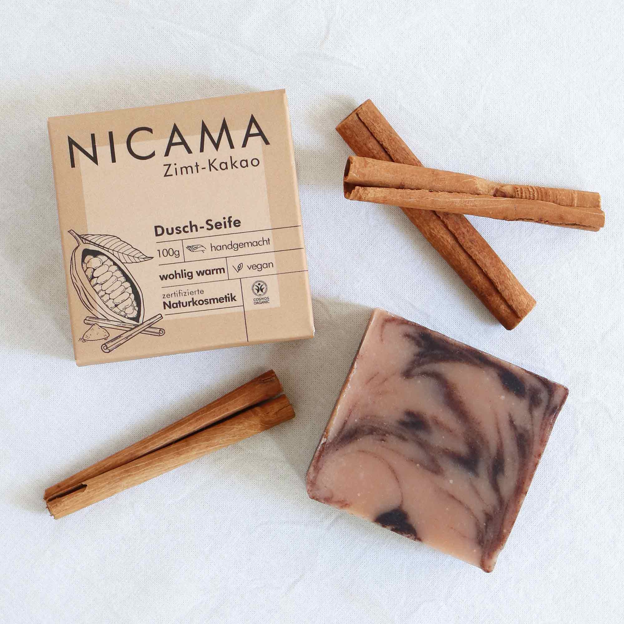 niacma seife zimtkakao mood flat lay